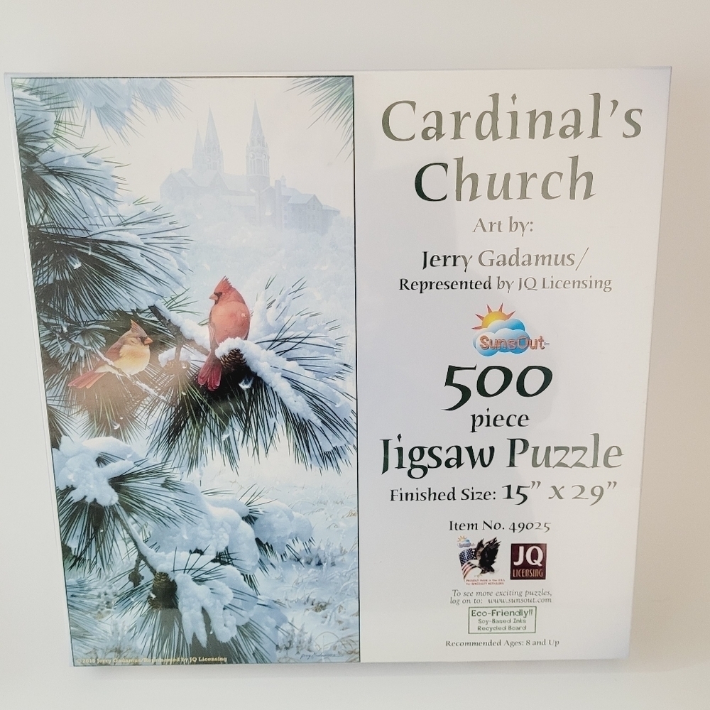 Sun's Out Cardinal's Church 500‎ Piece Puzzle Artist Jerry Gadamus